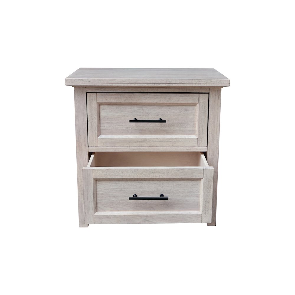 2-Drawer Nightstand, Extra-Deep Macchiato Brown Bedside Chest. Picture 8