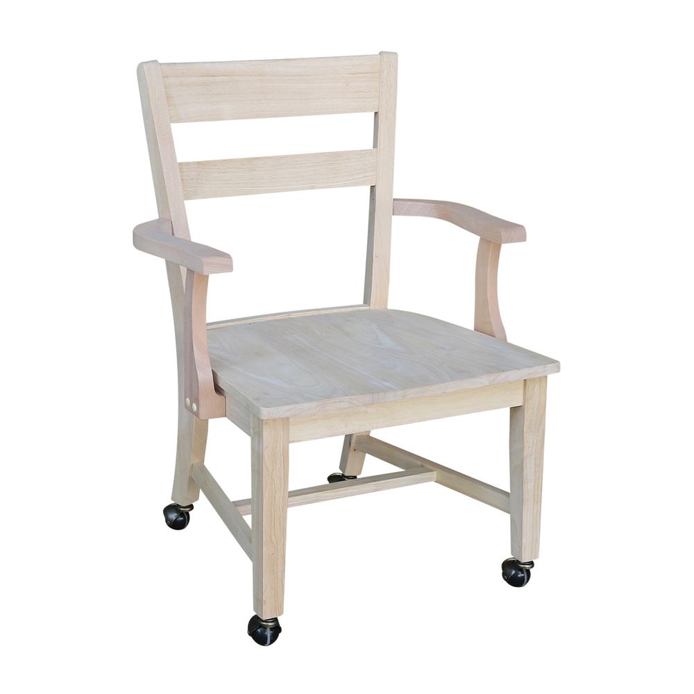 Dining Chair With Casters, Unfinished. Picture 6