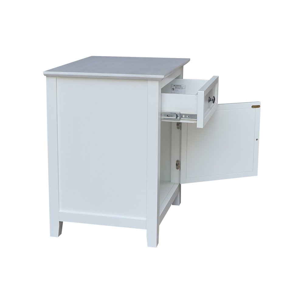 Solid Wood Nightstand with Storage Cabinet, Chalk & White Two-Tone Bedside Table. Picture 9