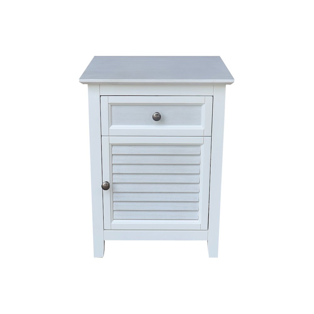 Solid Wood Nightstand with Storage Cabinet, Chalk & White Two-Tone Bedside Table. Picture 1