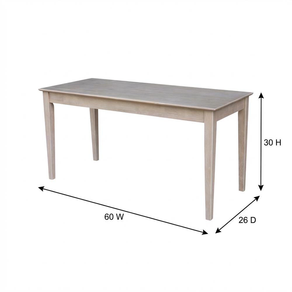 Large Washed Gray Taupe Writing Desk with Drawer, Spacious Workspace and Surface. Picture 6
