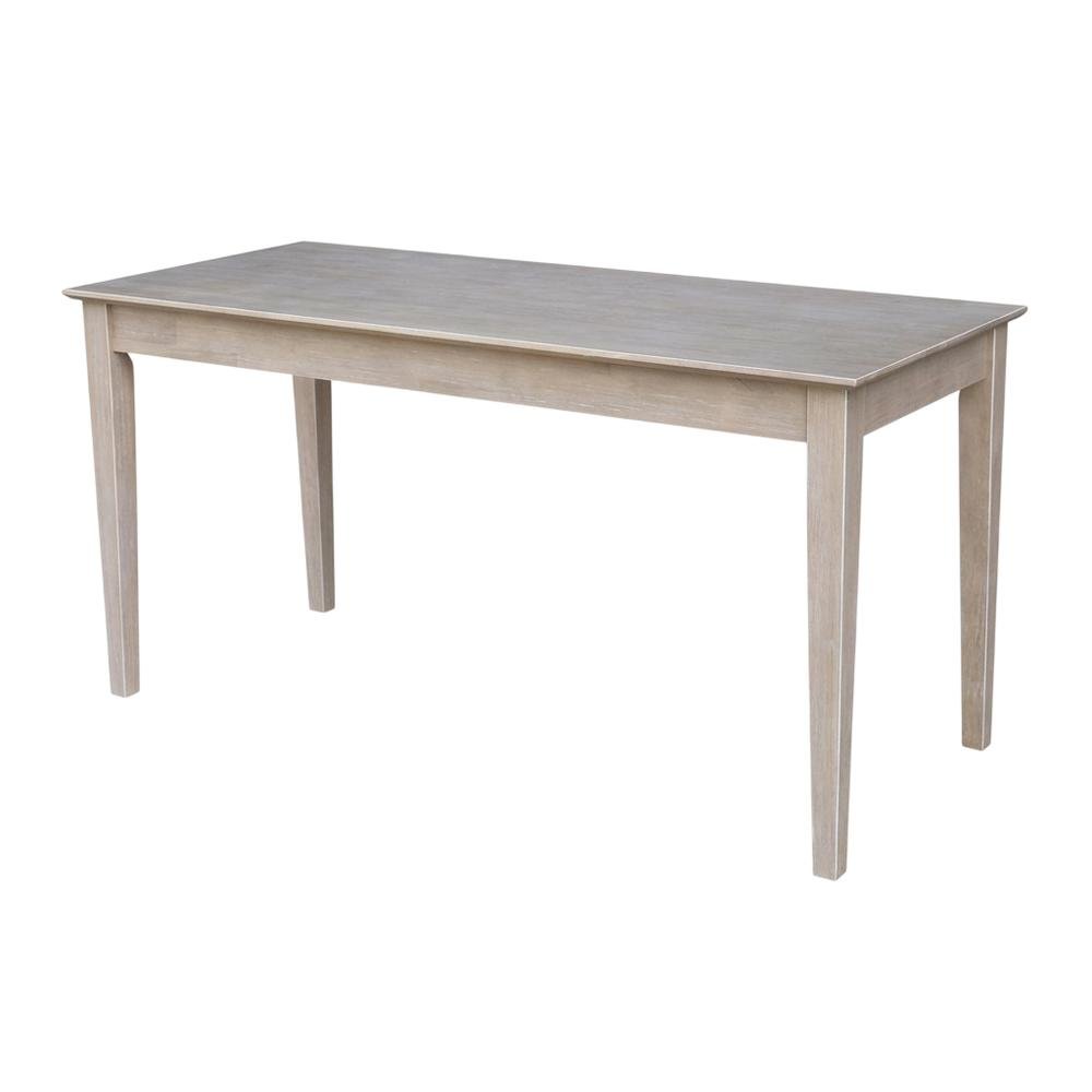 Large Washed Gray Taupe Writing Desk with Drawer, Spacious Workspace and Surface. Picture 2