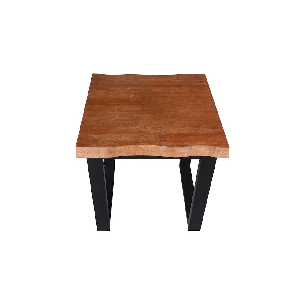 Live Edge Solid Wood End Table, Bourbon Oak/Black. Picture 5
