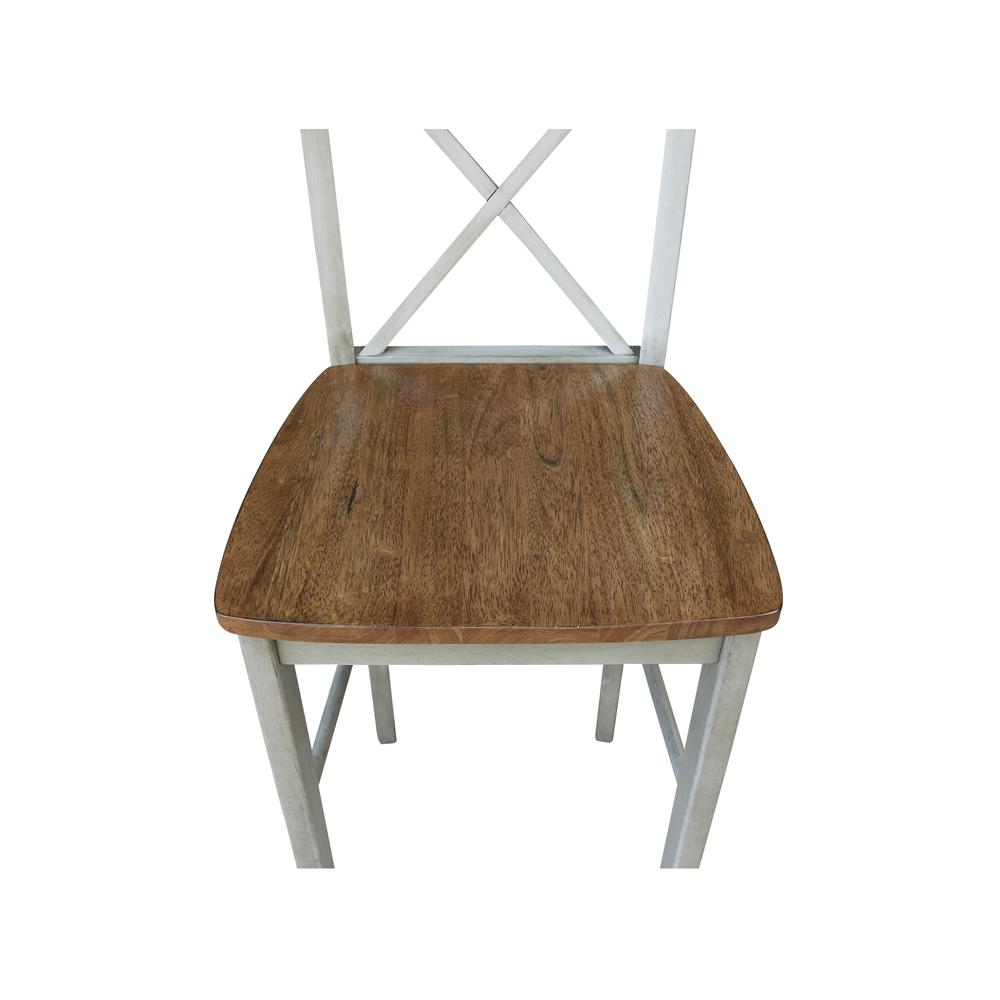 X-back Barheight Stool - 30" Seat Height, Hickory/Stone. Picture 3