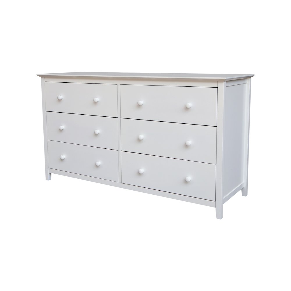 Solid Wood Bedroom Dresser with 6 Drawers, White. Picture 1