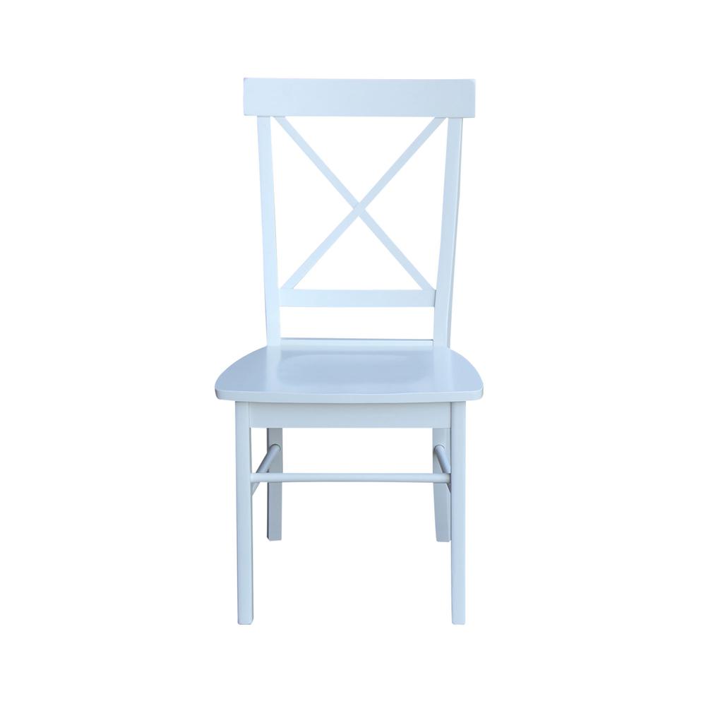 Set of Two X-Back Chairs with Solid Wood Seats , White. Picture 5