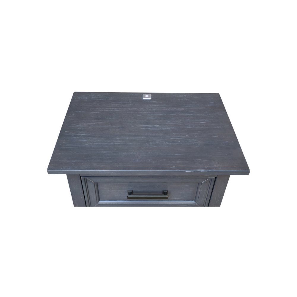 2-Drawer Nightstand with USB Charging Port, Modern Heather Gray Bedside Table. Picture 12