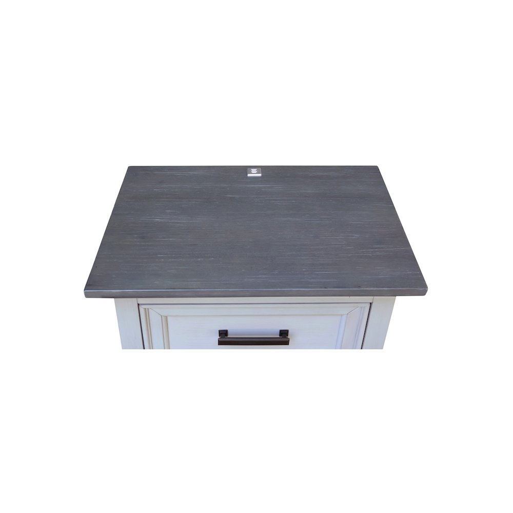 2-Drawer Nightstand with USB Charging, Mist & Heather Gray Bedside Table. Picture 12