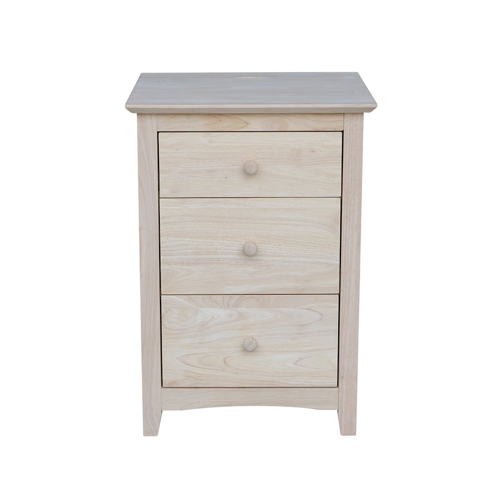 3-Drawer Nightstand with Power Outlets & USB, Ready to Finish Bedside Chest. Picture 1