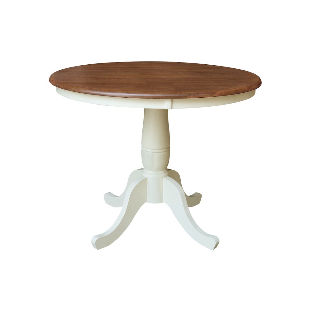 36" Solid Wood Round Top Pedestal Dining Table with 4 Emily Dining Chairs. Picture 3
