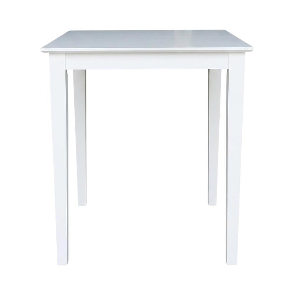 Counter Height Outdoor Dining Table with Solid Wood Top in White. Picture 1