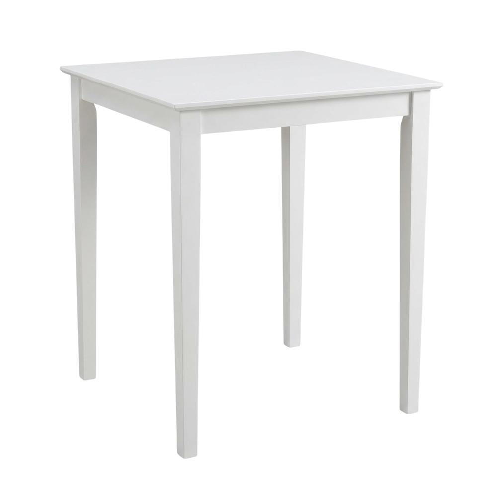 Counter Height Outdoor Dining Table with Solid Wood Top in White. Picture 2