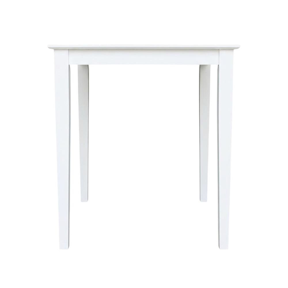 Counter Height Outdoor Dining Table with Solid Wood Top in White. Picture 3
