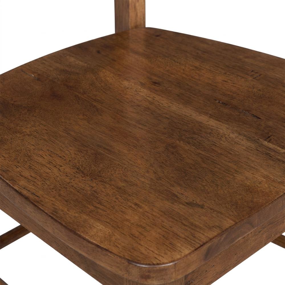 Distressed-Finish Solid Wood Ladderback Farmhouse Dining Chairs, Set of 2. Picture 7