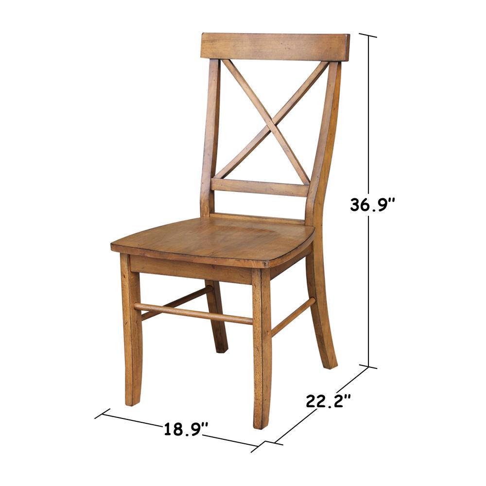 Set of Two X-Back Chairs  with Solid Wood Seats , Pecan. Picture 10