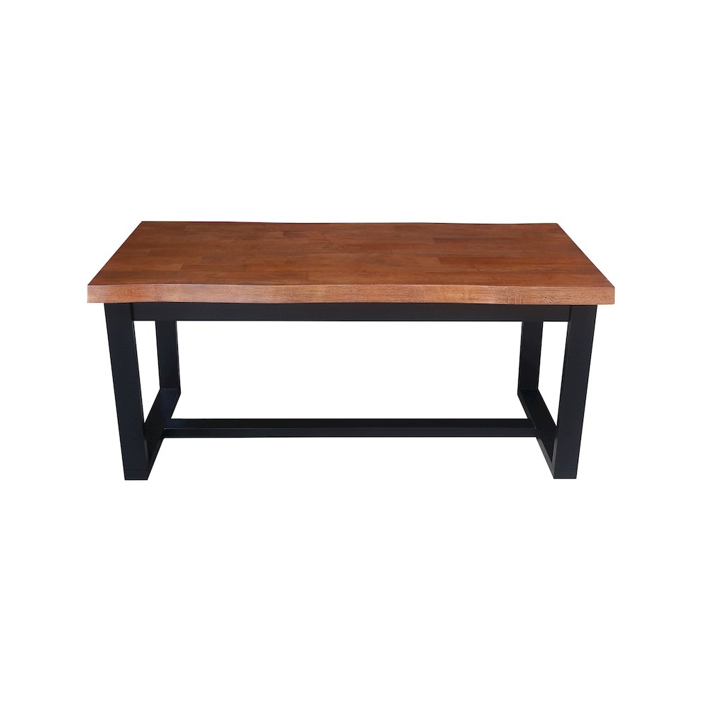 Live Edge Solid Wood Coffee Table, Bourbon Oak/Black. Picture 2