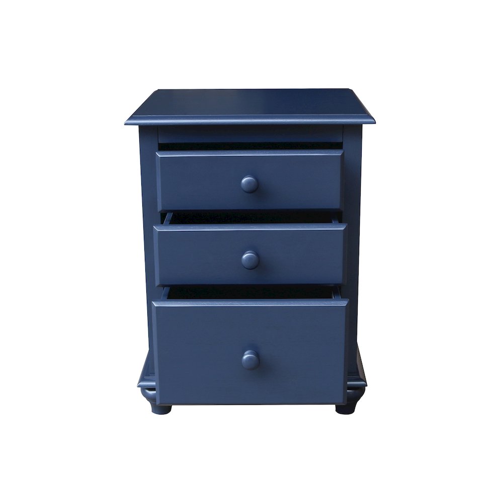 3-Drawer Nightstand, Modern Denim Blue Bedside Table with Tiered Storage. Picture 9