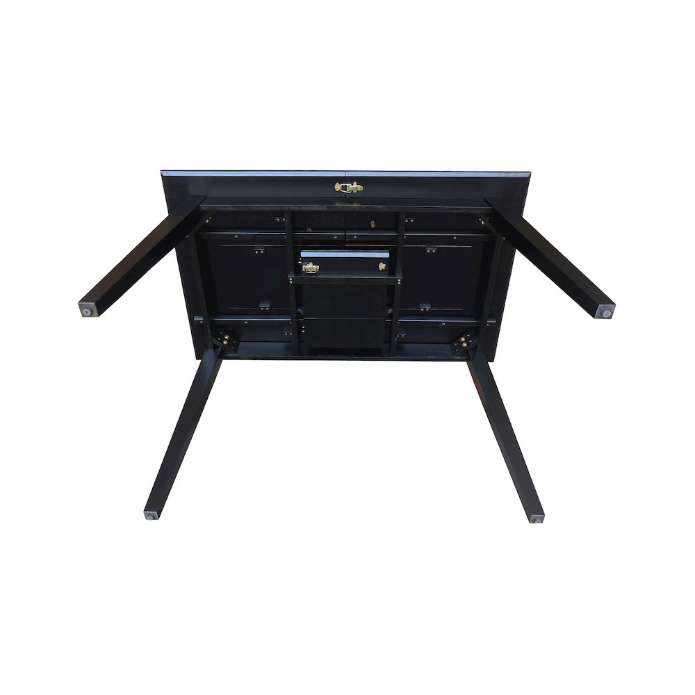 60" Butterfly Extension Dining Table, Black Contemporary Kitchen Table. Picture 9