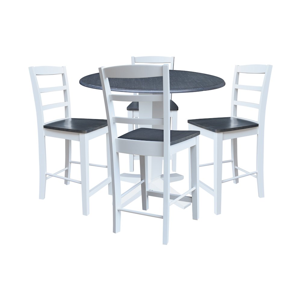 42" Round Drop Leaf Table with Four Stools. Picture 1