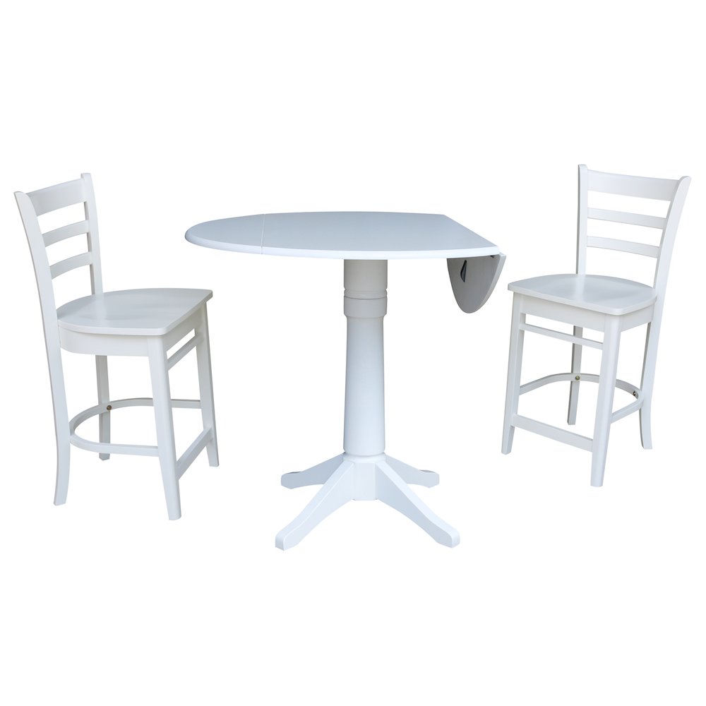 42"Round Pedestal Gathering Height Table with Two Counter Height Stools,Espresso. Picture 2