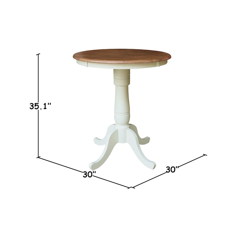 30" Round Top Counter Height Pedestal Dining Table, 34.9" High. Picture 3