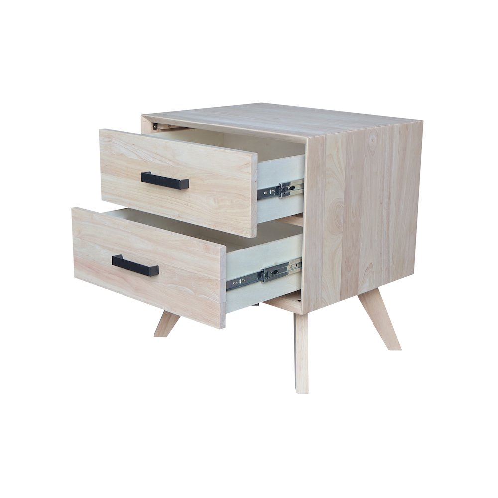 2-Drawer Nightstand, Wide-Body Unfinished Ready to Finish Bedside Table. Picture 7