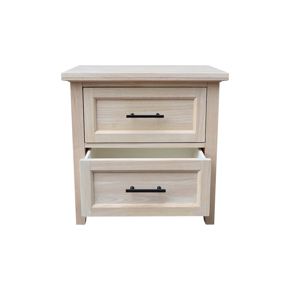2-Drawer Nightstand, Extra-Deep Unfinished Ready to Finish Bedside Chest. Picture 5