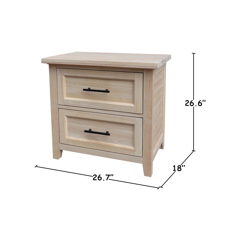 2-Drawer Nightstand, Extra-Deep Unfinished Ready to Finish Bedside Chest. Picture 2