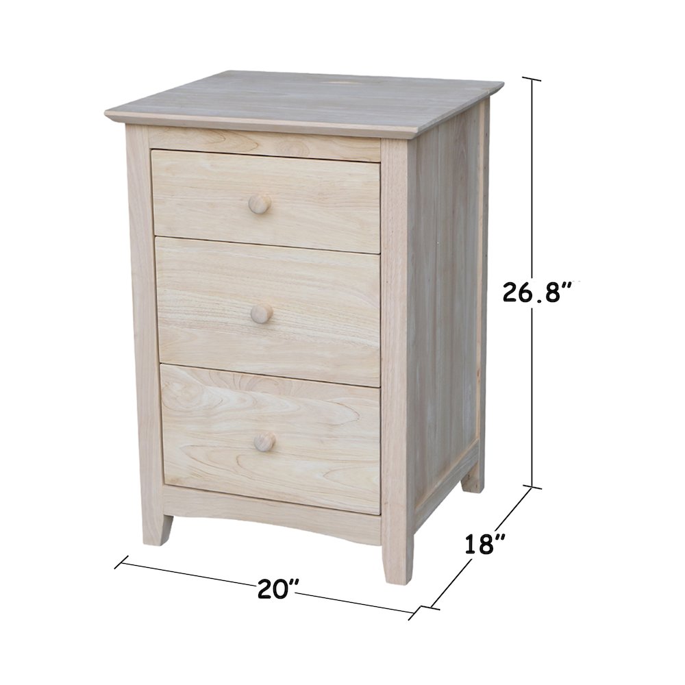 3-Drawer Nightstand with Power Outlets & USB, Ready to Finish Bedside Chest. Picture 2