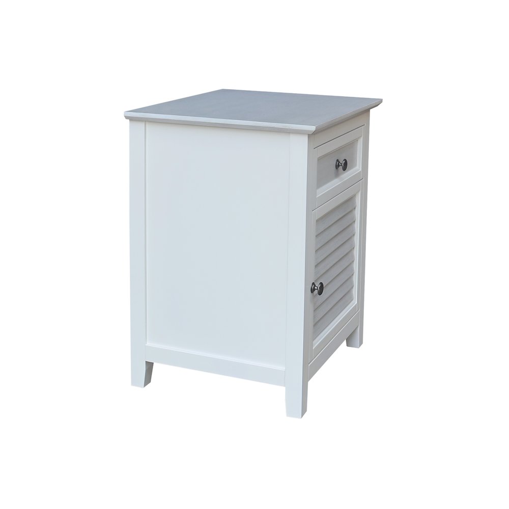 Solid Wood Nightstand with Storage Cabinet, Chalk & White Two-Tone Bedside Table. Picture 5
