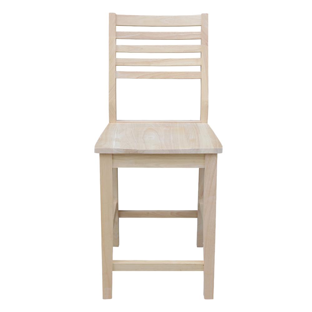 Aspen Counter height Slat Stool - 24" Seat Height, Unfinished. Picture 5