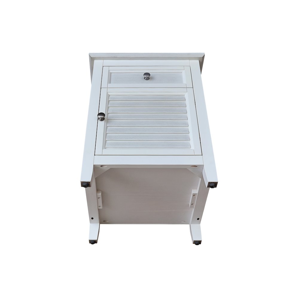 Solid Wood Nightstand with Storage Cabinet, Chalk & White Two-Tone Bedside Table. Picture 10