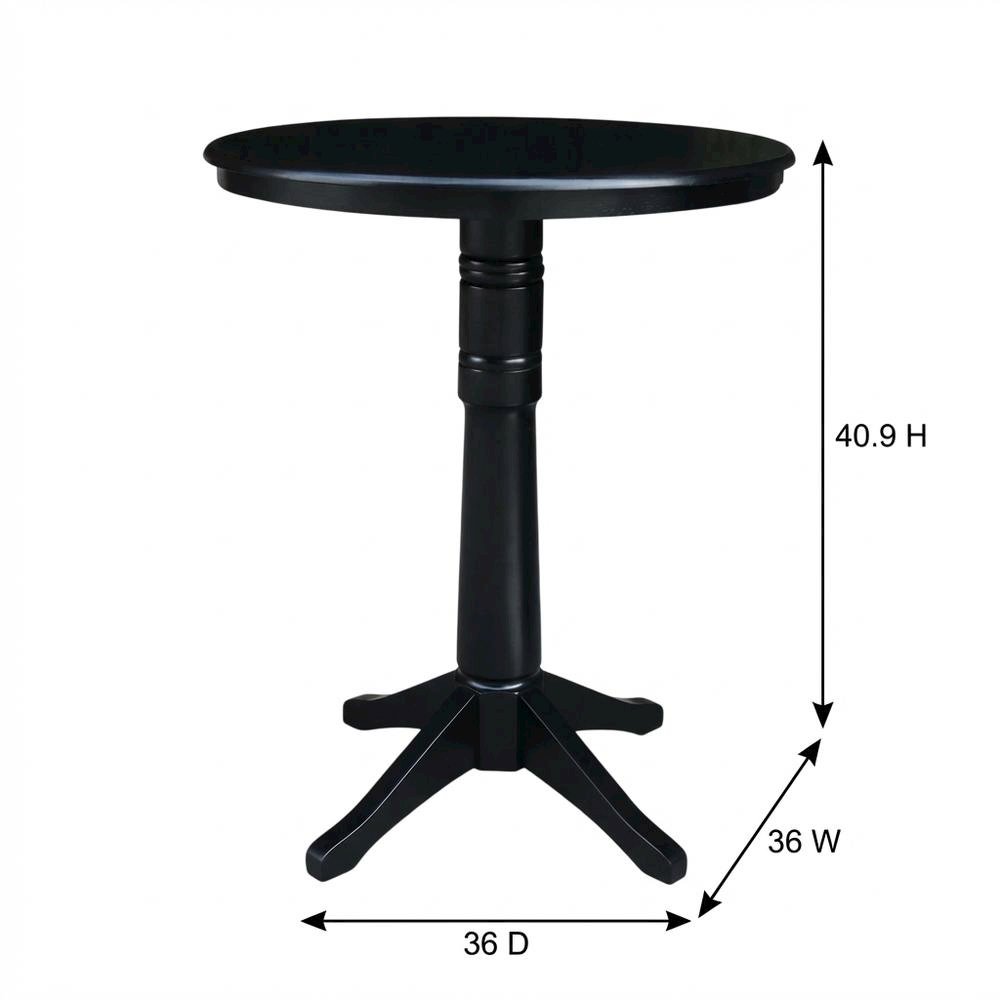 Black 36-Inch Round Pedestal Table with Sturdy Design and Elegant Finish. Picture 6