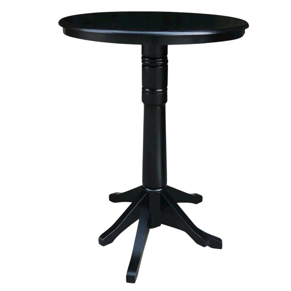 Black 36-Inch Round Pedestal Table with Sturdy Design and Elegant Finish. Picture 2