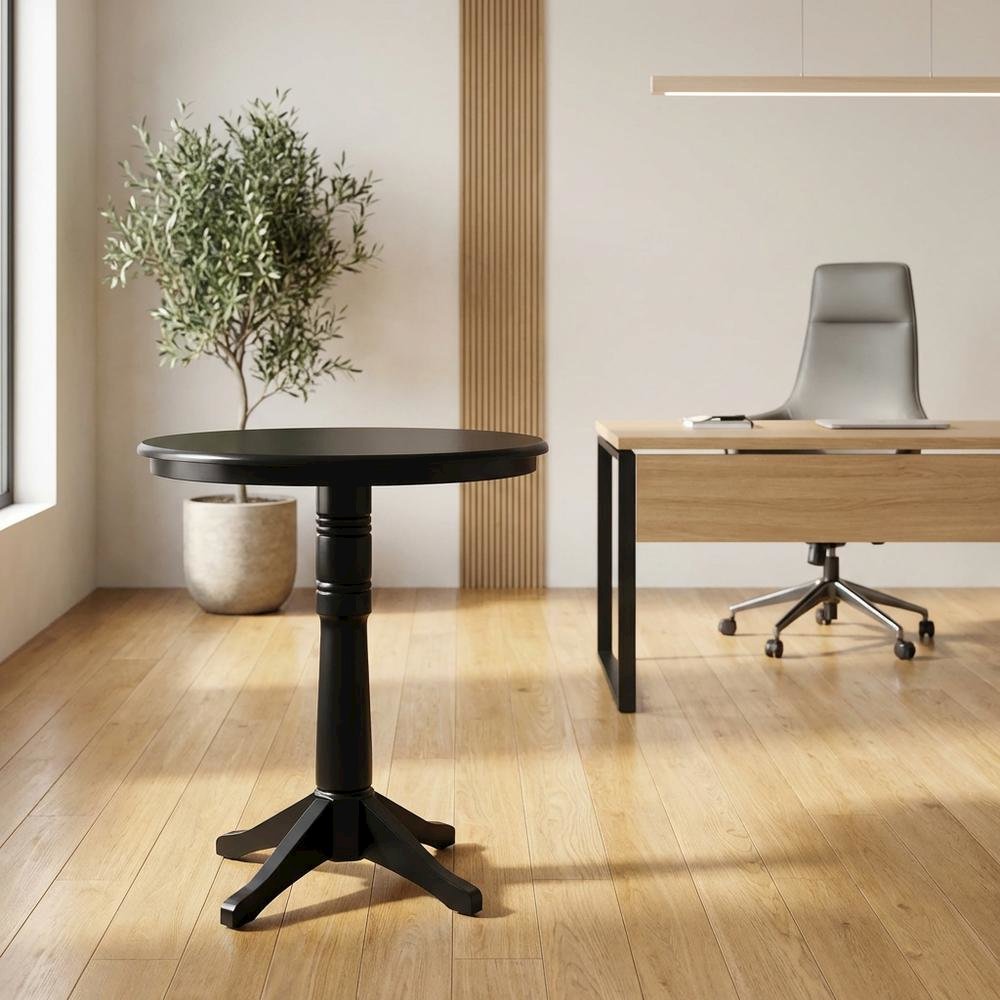 Black 36-Inch Round Pedestal Table with Sturdy Design and Elegant Finish. Picture 8