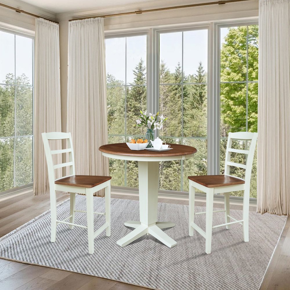 36" Round Extension Table with 2 Counter Height Stools. Picture 4