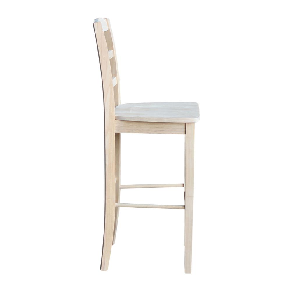 Madrid Bar height Stool - 30" Seat Height, Unfinished. Picture 4