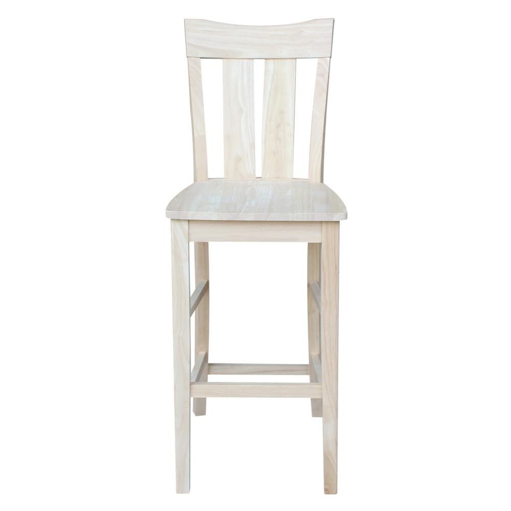 Ava Bar height Stool - 30" Seat Height, Unfinished. Picture 1