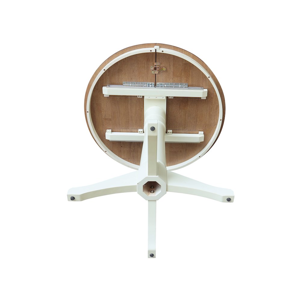 36" Round Top Pedestal Table With 12" Leaf - 36.1"H - Dining or Counter Height. Picture 2
