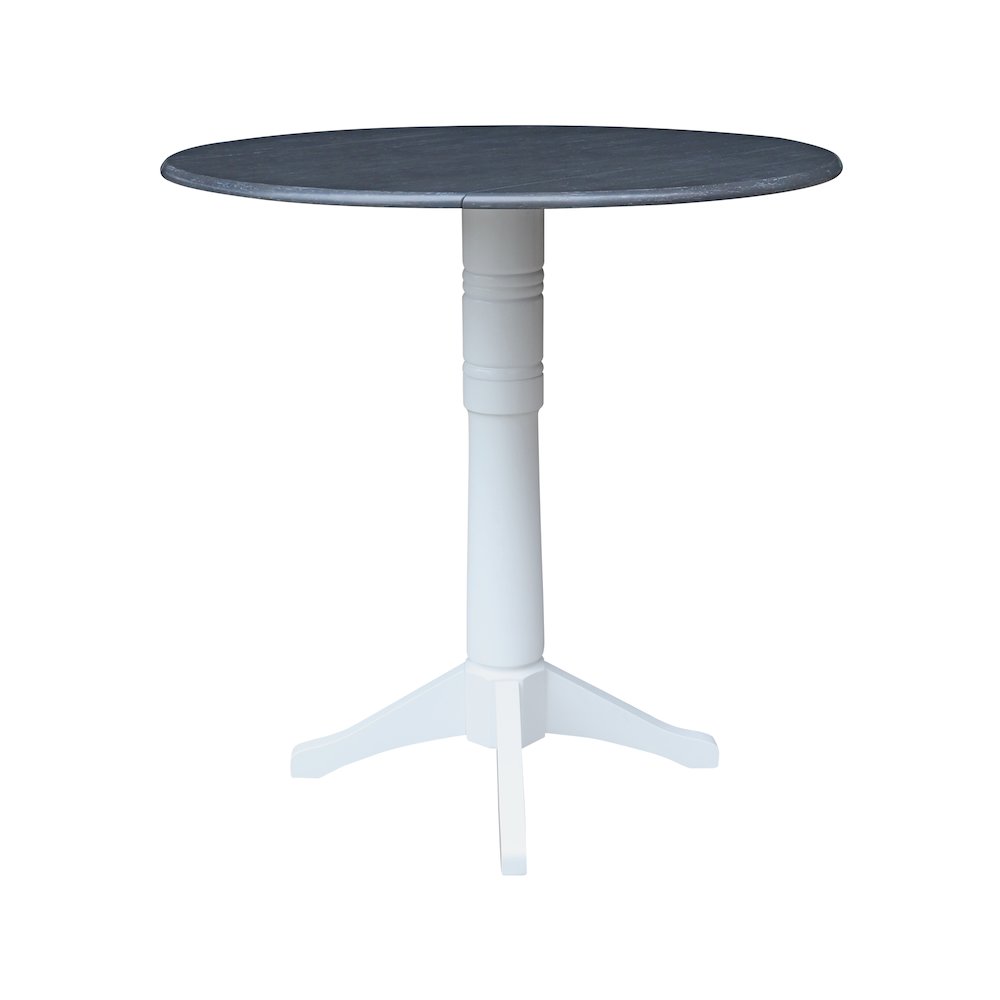 42" Round Dual Drop Leaf Pedestal Table,  43.2"H. Picture 2
