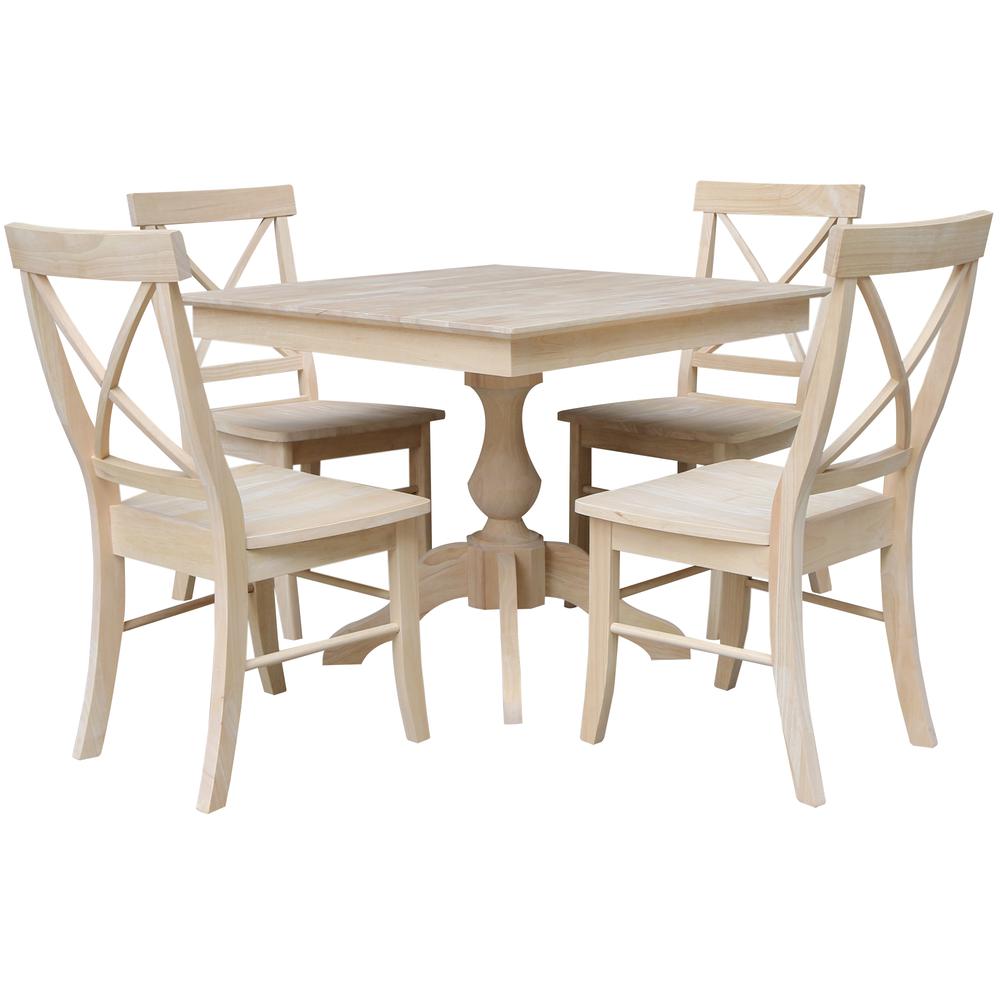 36" x 36" Square Top Pedestal Table  With 4 Chairs (Set of 5). Picture 1