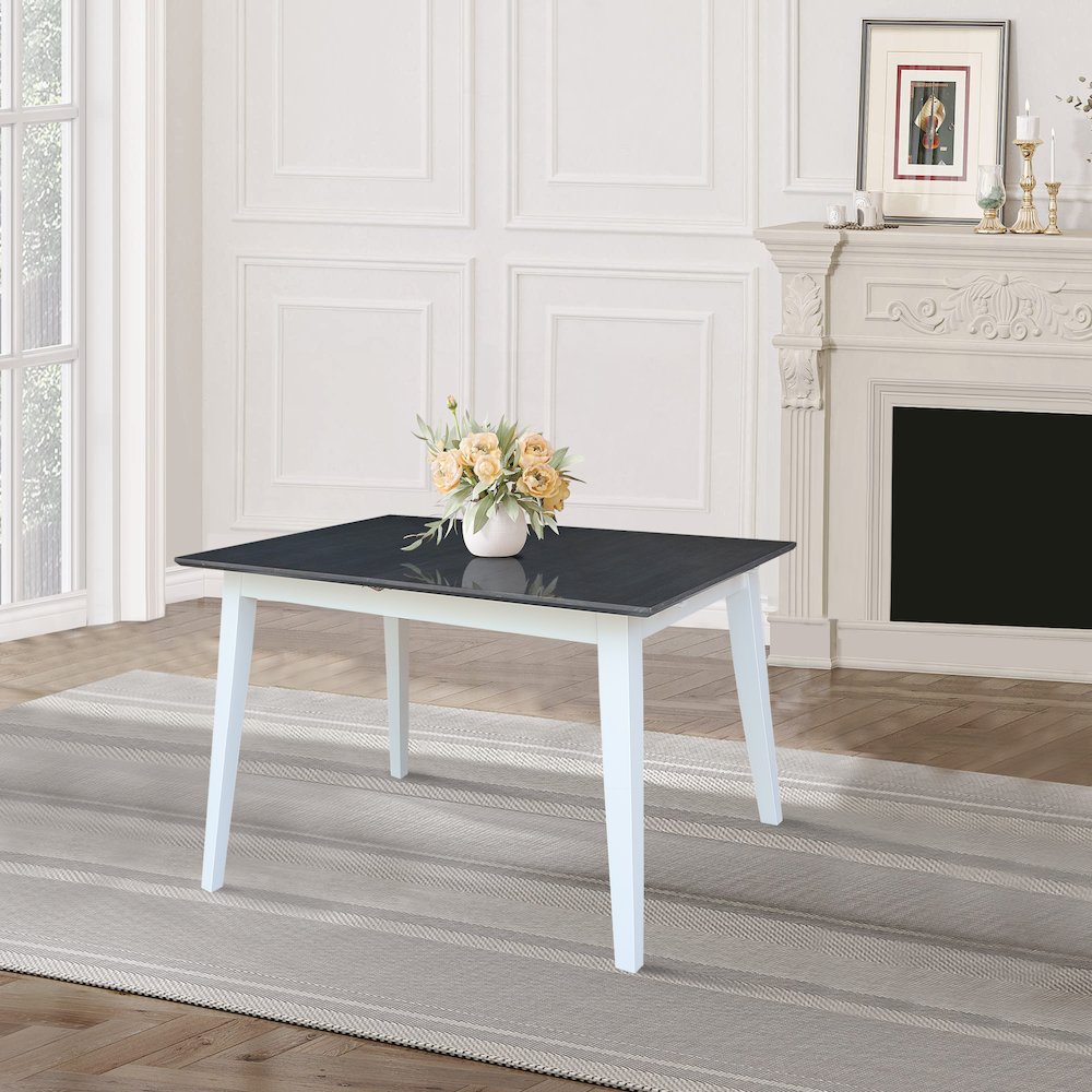 60" Butterfly Extension Dining Table, Two-Tone Farmhouse Kitchen Table. Picture 3