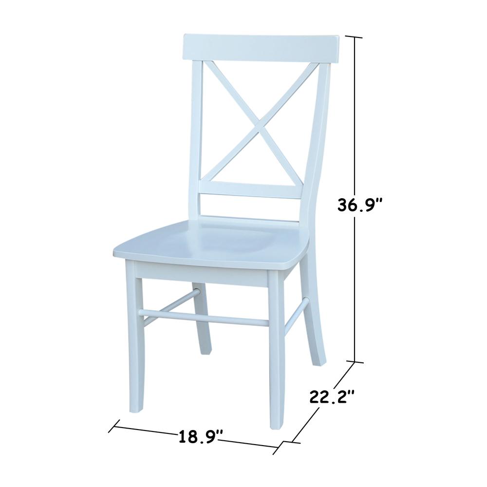 Set of Two X-Back Chairs with Solid Wood Seats , White. Picture 8