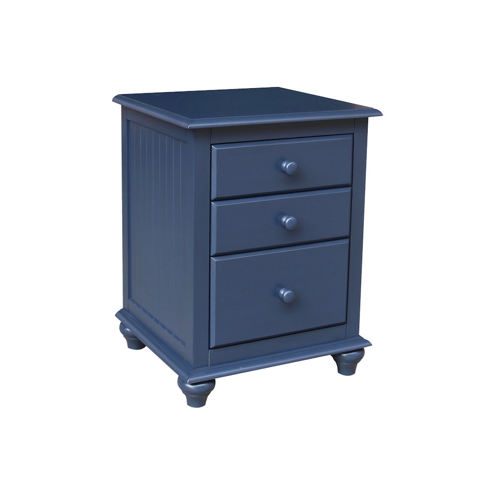 3-Drawer Nightstand, Modern Denim Blue Bedside Table with Tiered Storage. Picture 6