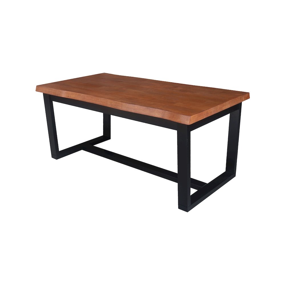 Live Edge Solid Wood Coffee Table, Bourbon Oak/Black. Picture 1