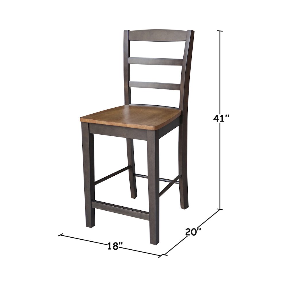 Solid Wood Madrid Counter Height Dining Stool - 24" Seat Height. Picture 11