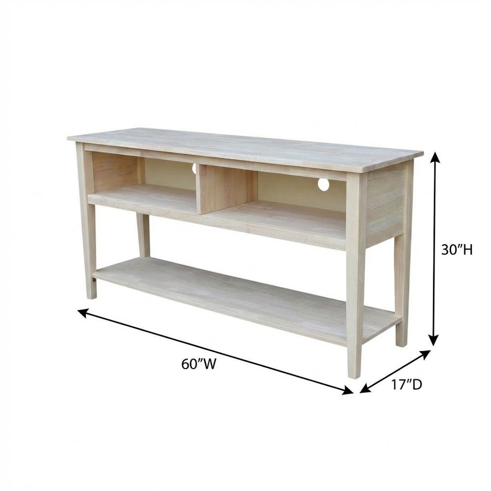 Unfinished Hardwood TV Stand with Spacious Surface for Modern Living. Picture 7