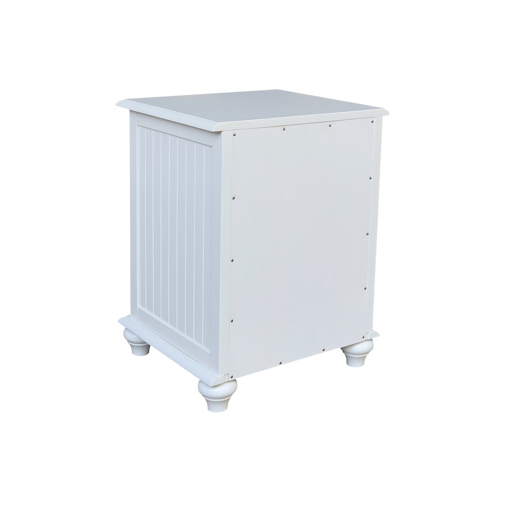 Solid Wood Nightstand with Storage Cabinet, Classic White Bedside Table. Picture 7
