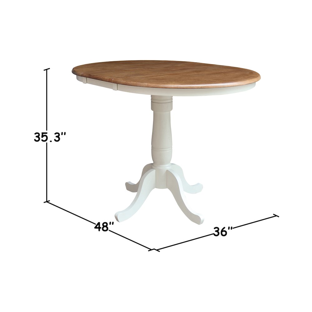36" Round Top Pedestal Table with 12" Leaf, Dining or Counter Height. Picture 6