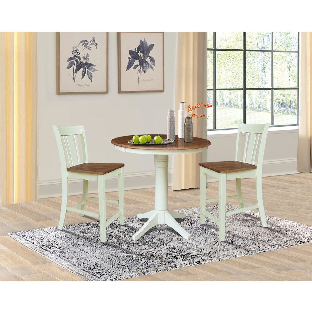 36" Round Extension Table with 2 Counter Height Stools. Picture 4